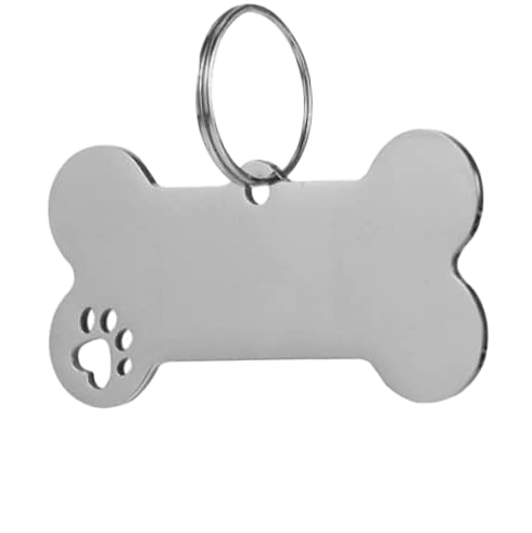Hondenpenning zilverkleurig met pootafdruk