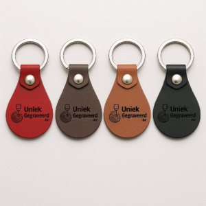 Kunstlederen Sleutelhanger (Druppelvorm, Diverse Kleuren)
